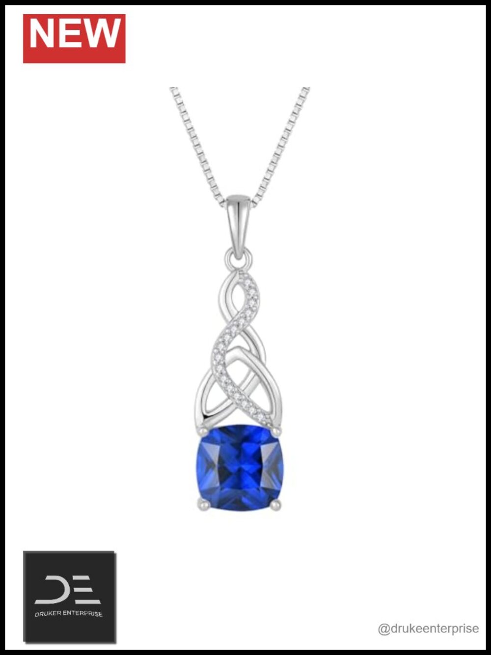 925 Sterling Silver Infinity Celtic Knot Pendant Necklace Cubic Zirconia